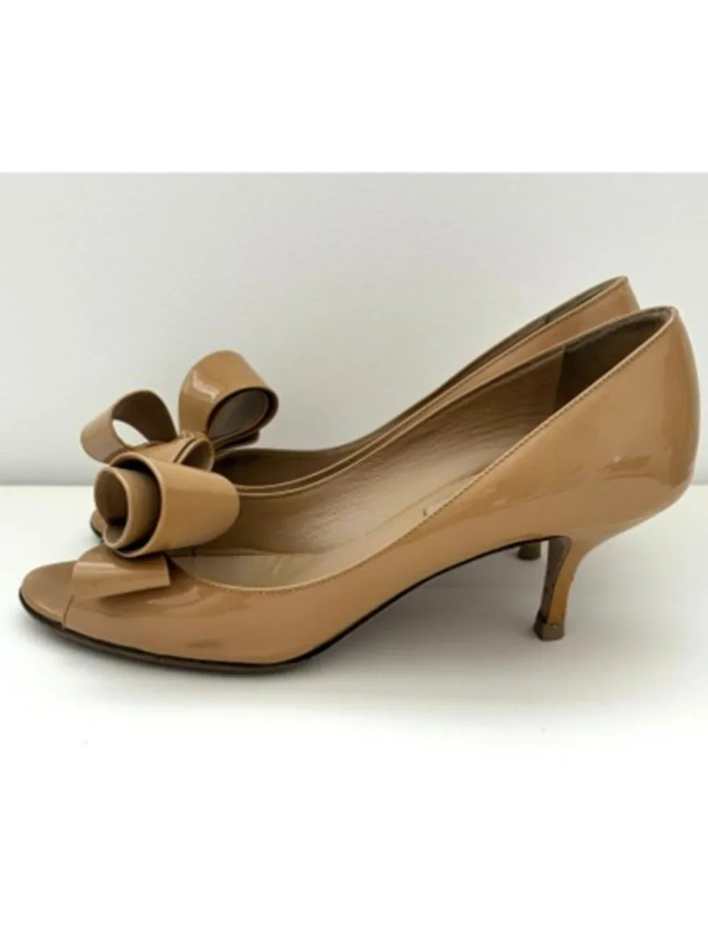 Valentino Garavani Patent Couture Bow Peep Toe Pumps